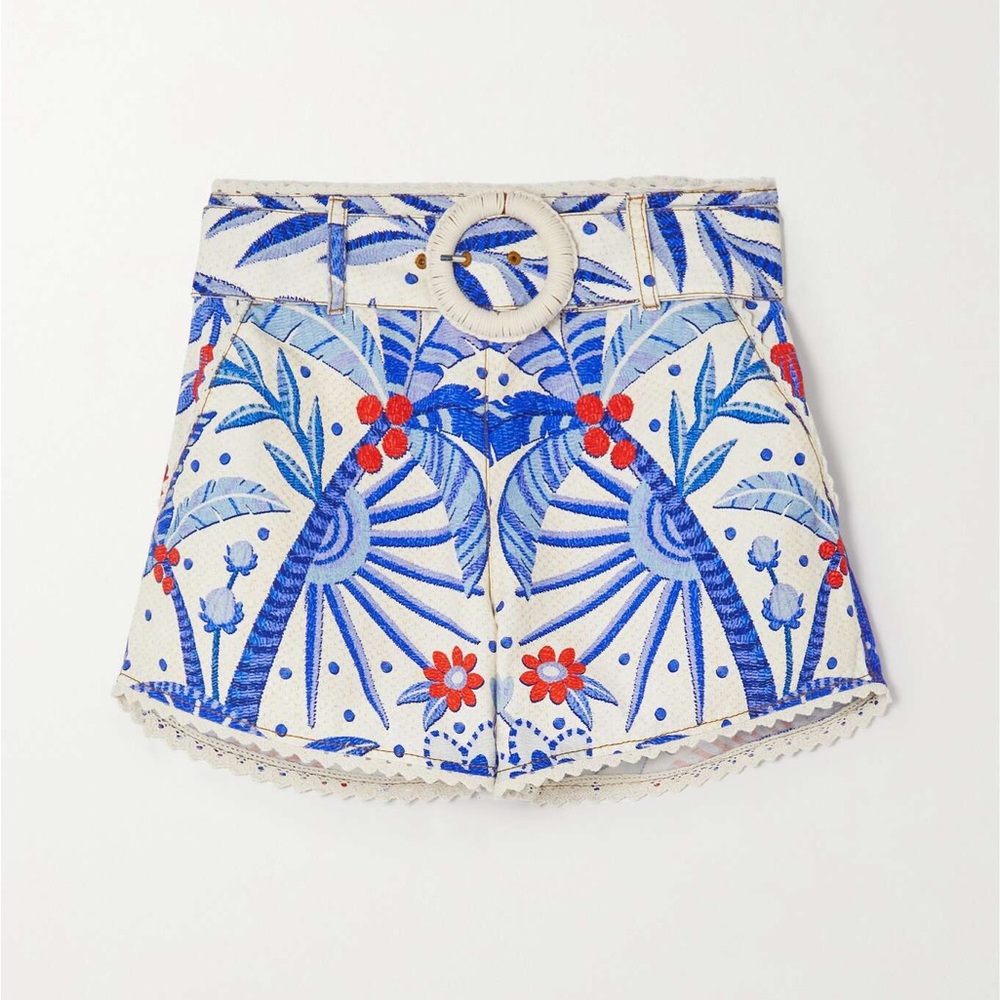 FARM RIO Jungle Chic Belted Cotton Shorts